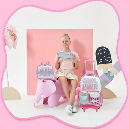 Kinder Trolley Rucksack Set Rosa – 3in1 Schule & Reise