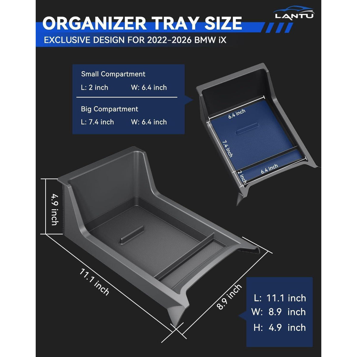 Mittelkonsolen Organizer Tray für BMW iX 2022-2026