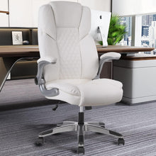 Ergonomischer Bürostuhl Weißer Chefsessel 180kg belastbar PU Leder