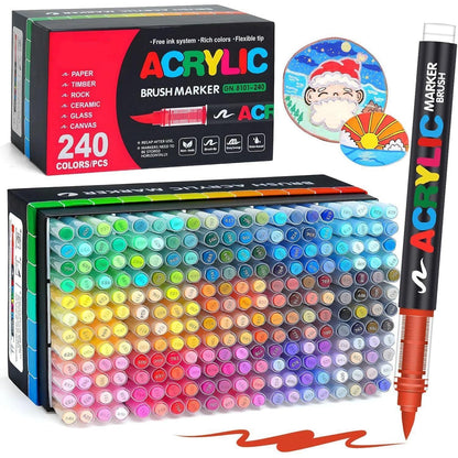 240 Acrylstifte Set – Wasserfest, Brush Tip, Vielseitig