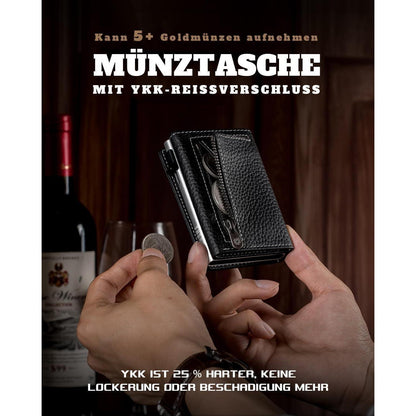 Herren Geldbörse mit AirTag Fach & RFID Schutz Schwarz