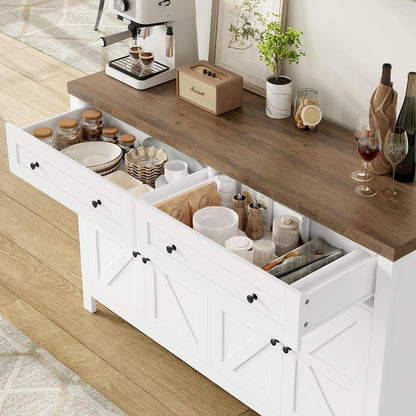 HOCSOK Sideboard 140cm – Küchenschrank mit Regalen & Schubladen