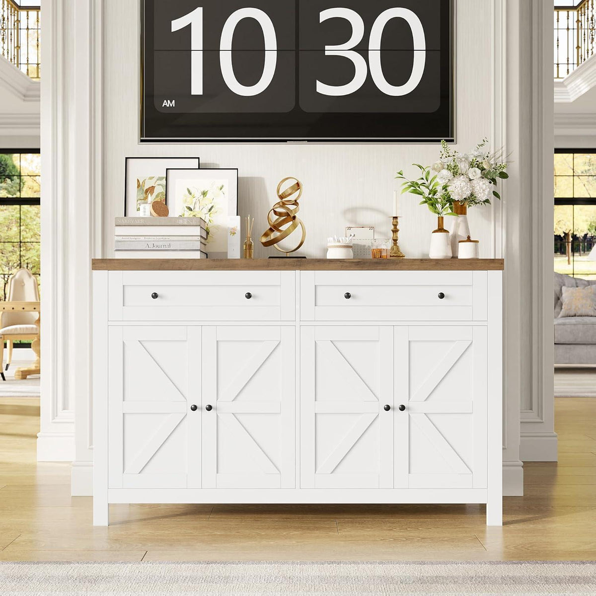 HOCSOK Sideboard 140cm – Küchenschrank mit Regalen & Schubladen