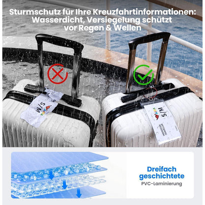6er-Pack Kofferanhänger für Kreuzfahrt – Wasserfest & Robust
