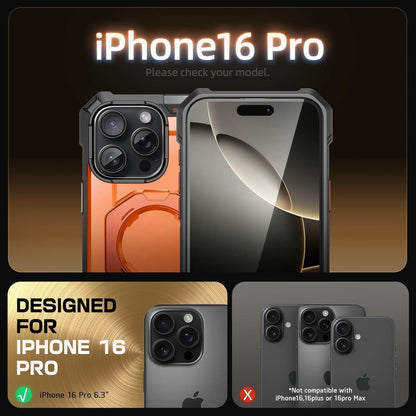 iPhone 16 Pro Hülle mit Ständer, MagSafe, robust, Magma
