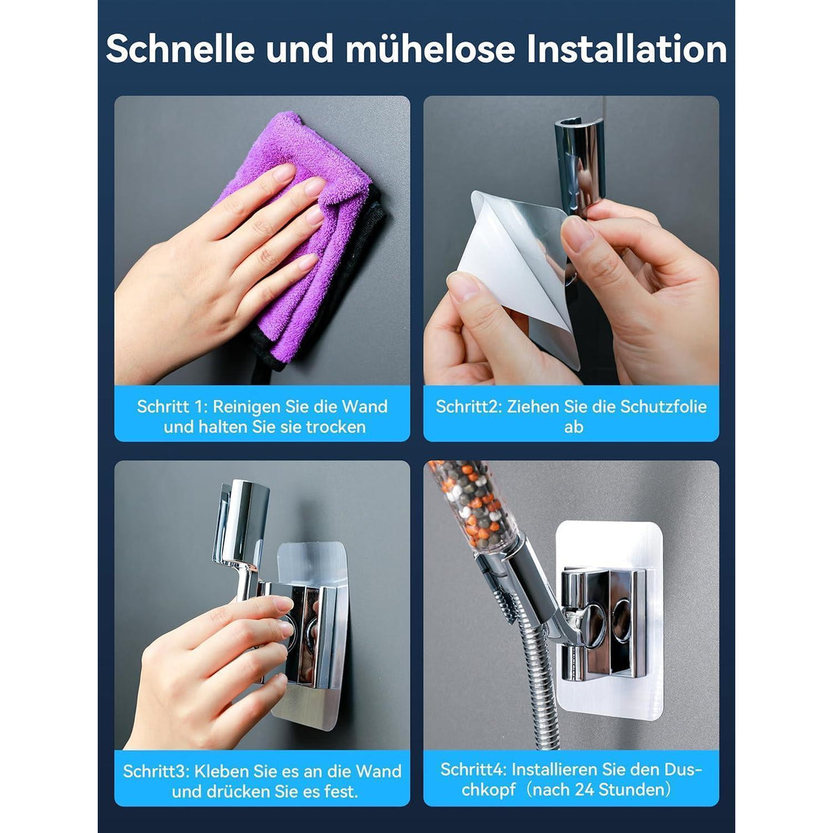 Duschkopfhalterung ohne Bohren, Verstellbar & Robust