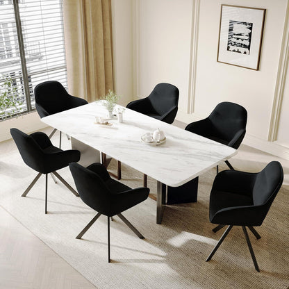 Drehstuhl Esszimmer 4er Set Schwarz mit Armlehne