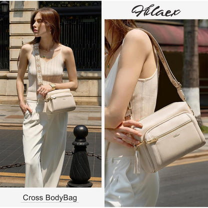 Umhängetasche Damen Mittelgroß mit Anti-Diebstahl, Beige