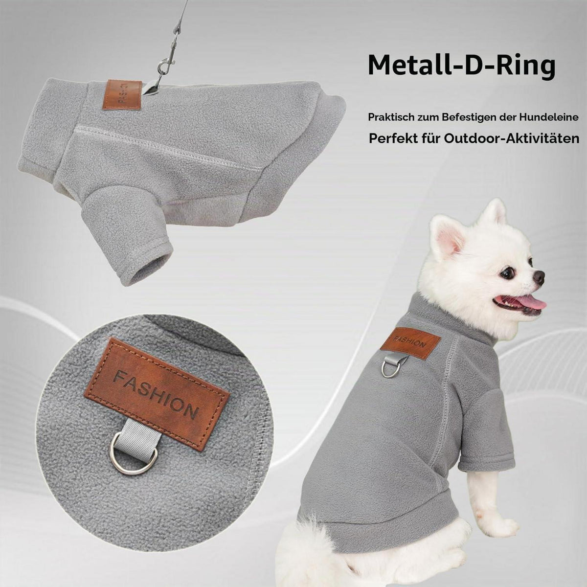 2er/3er Fleece Hundepullover – Warmer Rollkragen Sweater für kleine Hunde (Grau, Grün, Blau, S)