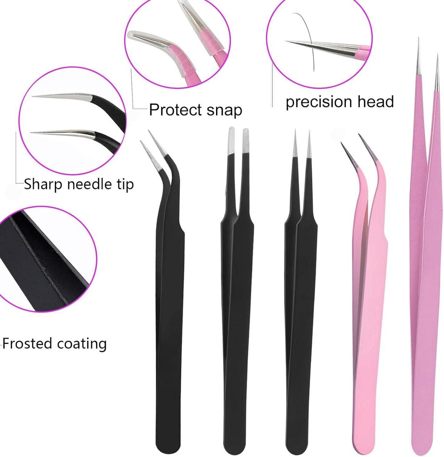 Präzisions Pinzetten Set rostfreier Edelstahl 5er Pack
