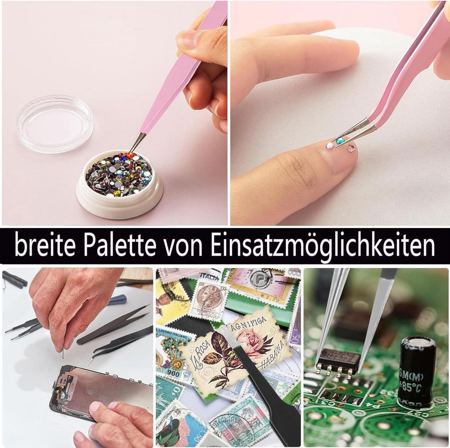 5er Set Präzisions Pinzetten aus rostfreiem Stahl 12cm für Wasserhaustiere