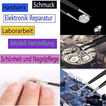 5er Set Präzisions-Pinzetten 12cm aus Edelstahl für Wasserhaustiere