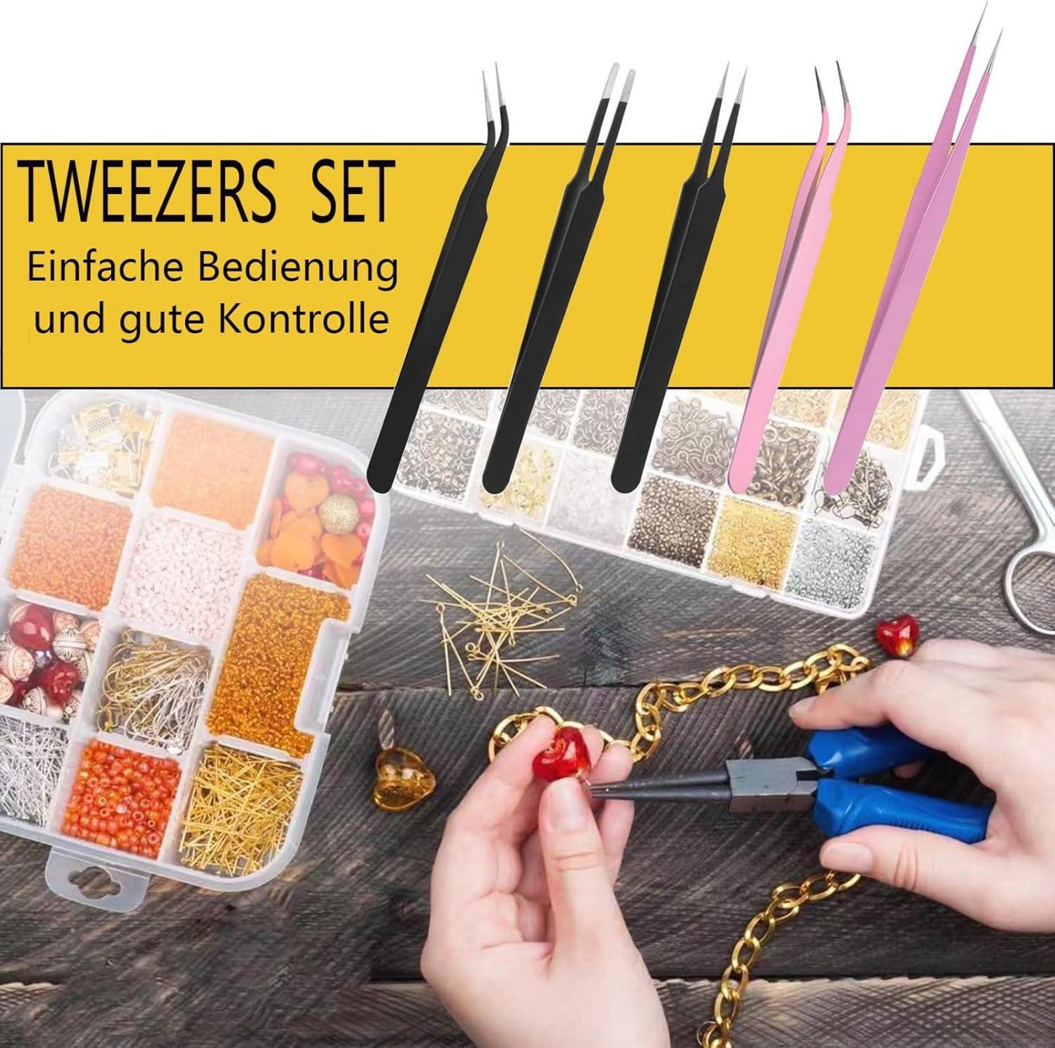 5er Pack Präzisions Pinzetten Set 12cm Antistatisch Edelstahl Aquarium