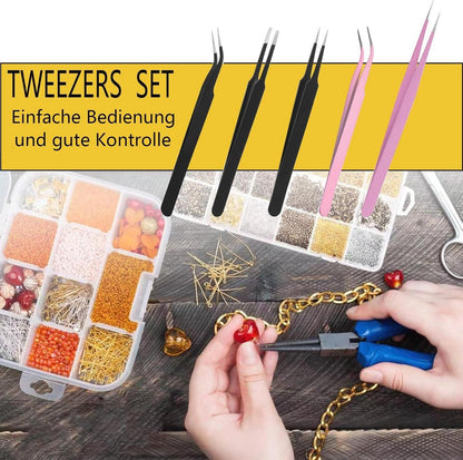 5er Pack Präzisions Pinzetten Set 12cm Antistatisch Edelstahl Aquarium