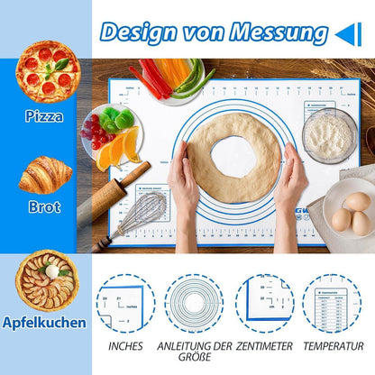 Silikon Backmatte 60x40 cm mit Messung, antihaft & rutschfest, blau