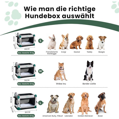 Faltbare Hundebox mit Tragegriffen & Decke – Grau, 91x64x64cm