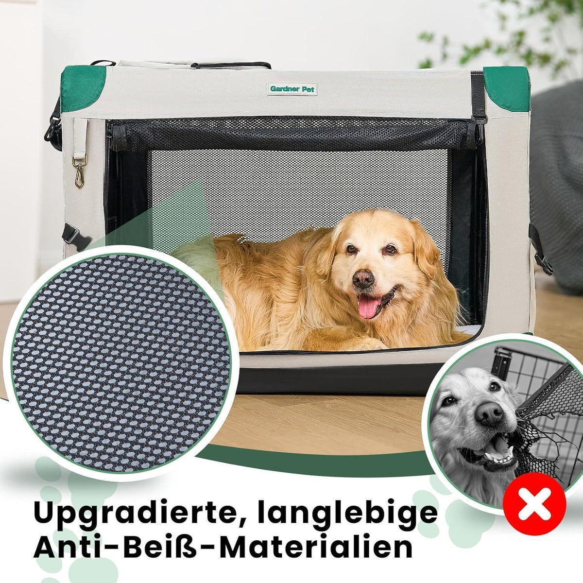 Faltbare Hundebox mit Tragegriffen & Decke – Grau, 91x64x64cm