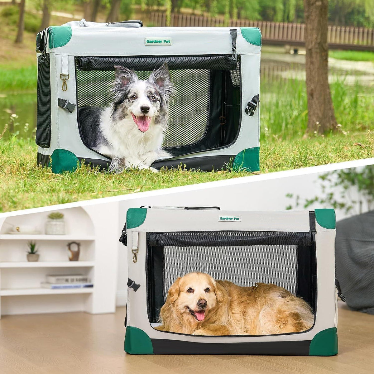 Faltbare Hundebox mit Tragegriffen & Decke – Grau, 91x64x64cm