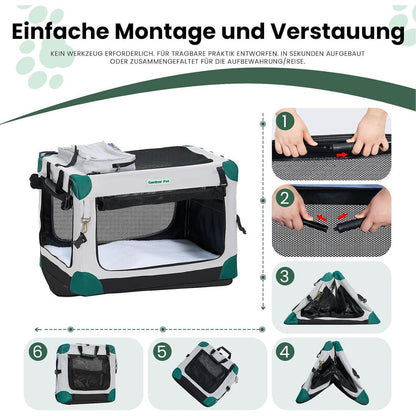 Faltbare Hundebox mit Decke – 76x53x53cm, Grau