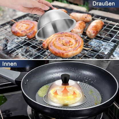Burgerglocken Edelstahl 2er Set mit Griff, 15,2 cm