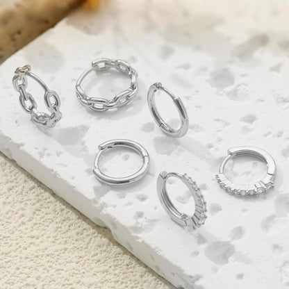 3 Paar Creolen 925 Silber & vergoldet Damen Ohrringe Set