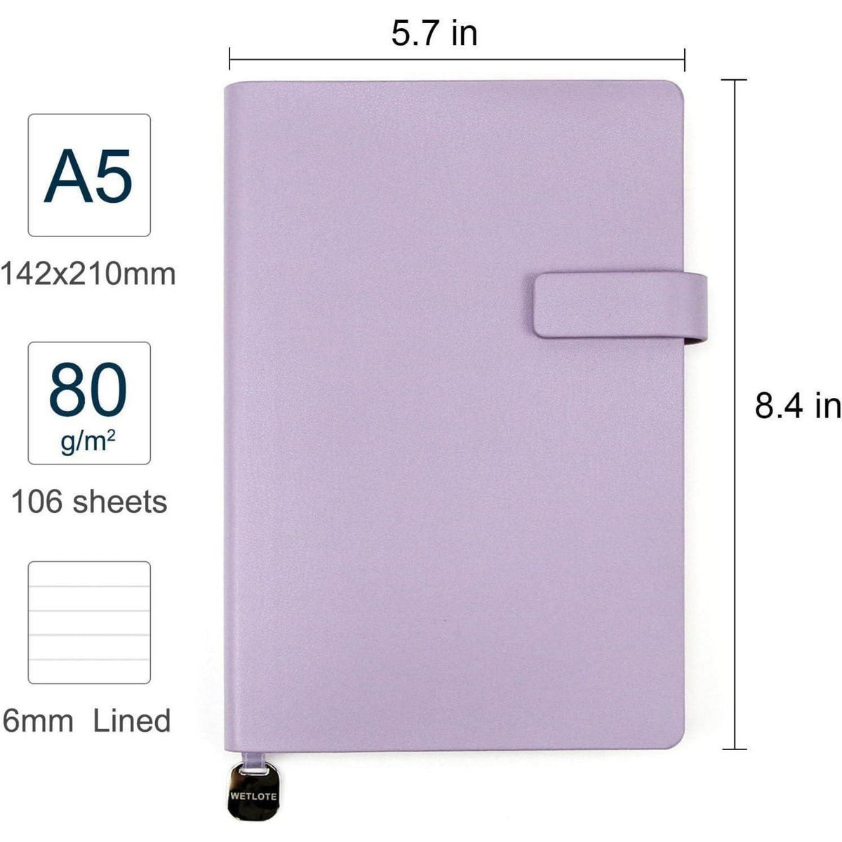 Notizblock Softcover, liniert, 5.7x8.4", Lila – Geschenkbox
