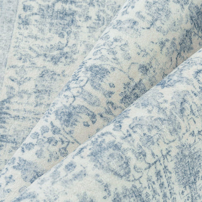 Vintage Teppich Blau 90x150cm Waschbar – Wohnzimmer Teppich