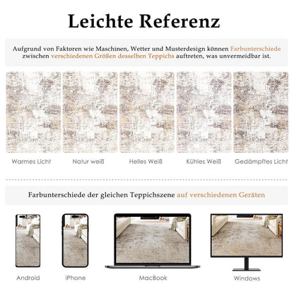 Beiger Grau Teppich Wohnzimmer 150x210cm Waschbar & Rutschfest
