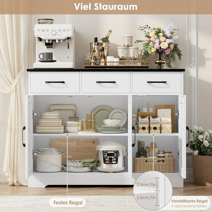 Sideboard mit Schubladen & Türen – Küchenschrank Weiß & Schwarz