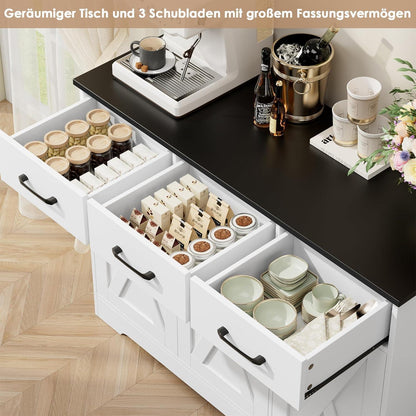 Sideboard mit Schubladen & Türen – Küchenschrank Weiß & Schwarz