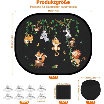 2er Set Auto Sonnenschutz Baby – Dschungeltiere & UV Schutz