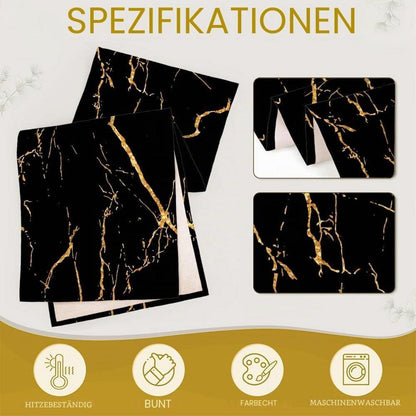 Tischläufer Leinen Polyester 140x40 Schwarz Gold Modern
