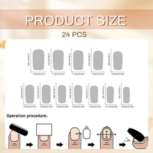 Square French Tip Press on Nails mit Strass und Schleife, 24