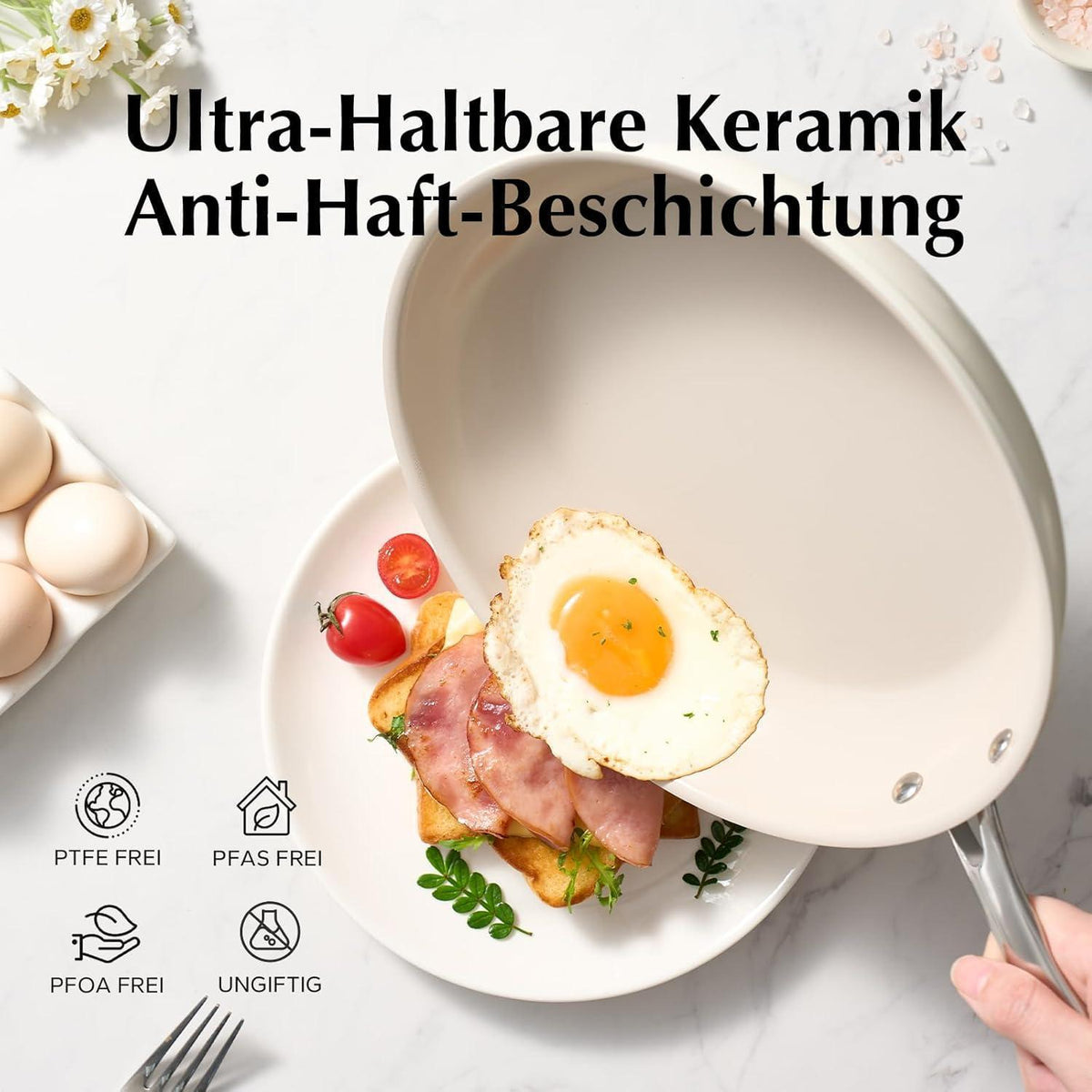 Keramik Pfannenset Induktion – 3-teilig, Antihaft & Backofenfest