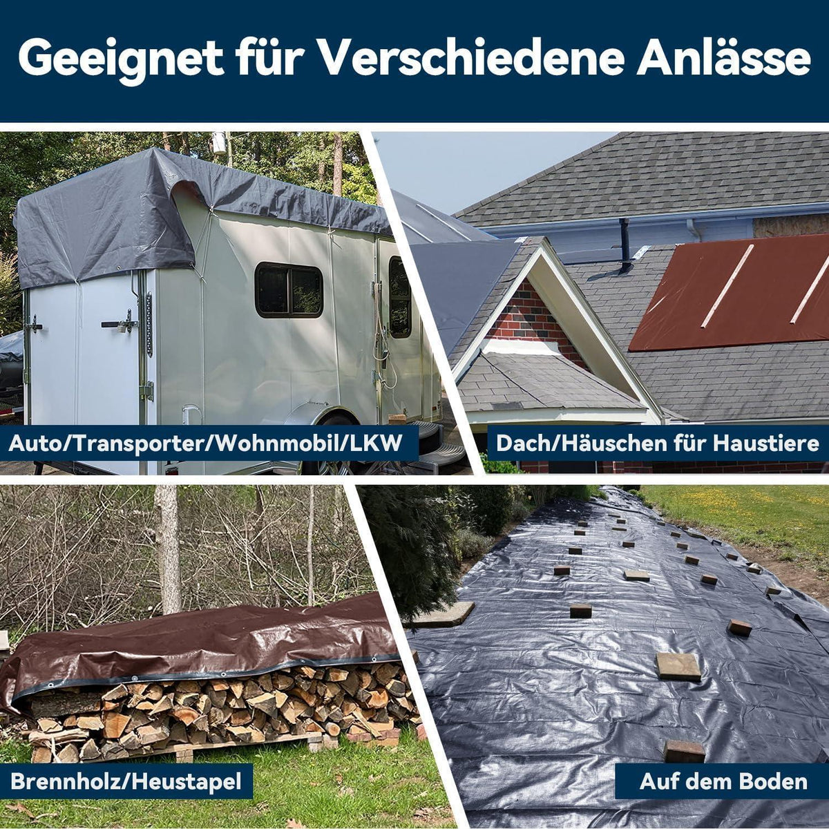 Maxi Schutzplane 6x8m | 260g/m² | Reißfest & UV-sicher