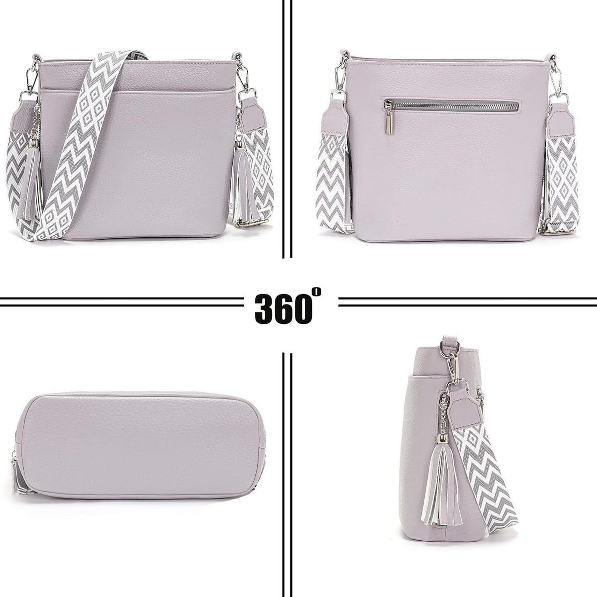 Paigtes Umhängetasche Damen Mittelgroß Leder PU Tasche Schwarz