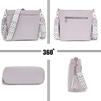 Paigtes Umhängetasche Damen Mittelgroß Leder PU Tasche Schwarz