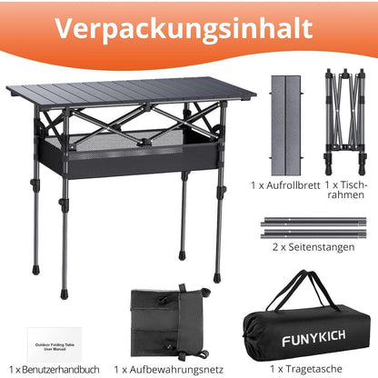 Klapptisch Aluminium 82x40cm, 2 Höhen, mit Netztasche