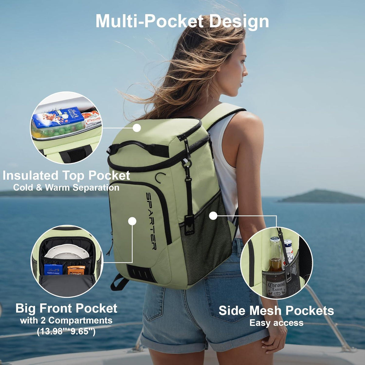 Isolierter Rucksack-Kühler 33 Dosen – Wasserdicht & Tragbar