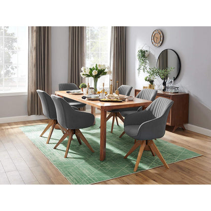 Graue Samt Esszimmerstühle 2er Set mit Armlehnen & Drehsitz