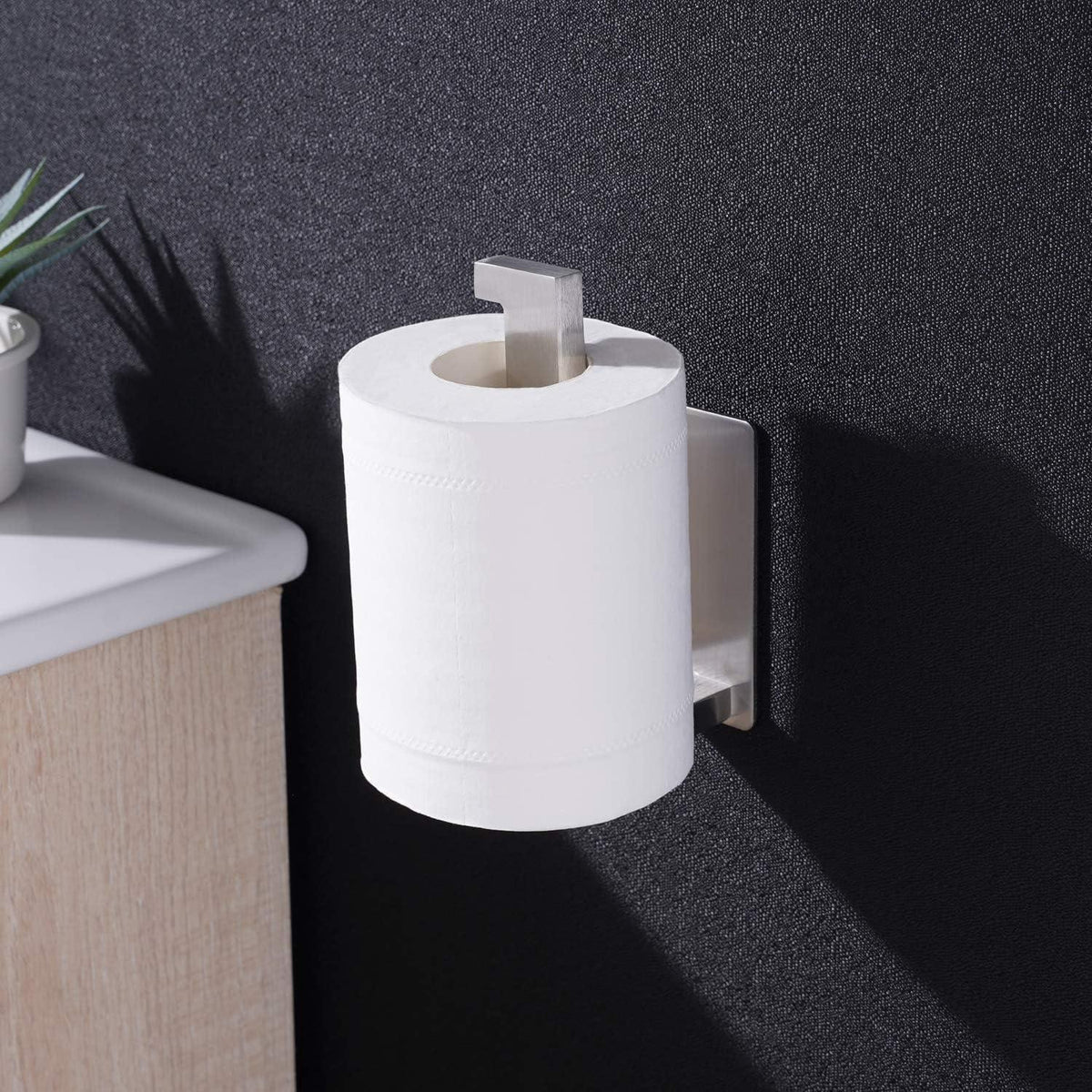 Toilettenpapierhalter ohne Bohren mit Handtuchhaken – Edelstahl Silber