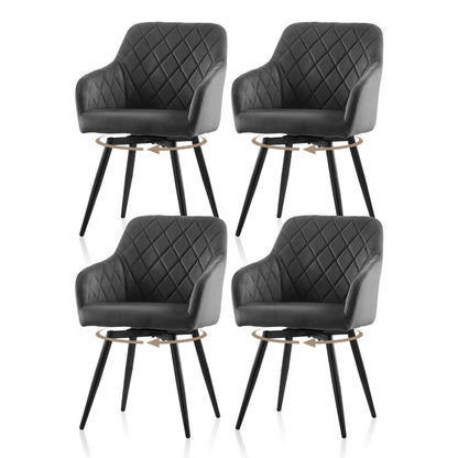 Drehbare Esszimmerstühle Set 4 – Samt, Grau