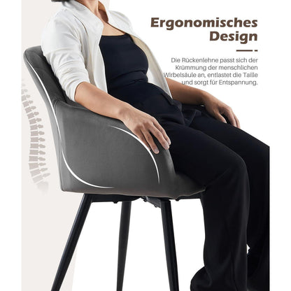 Drehbare Esszimmerstühle Set 4 – Samt, Grau