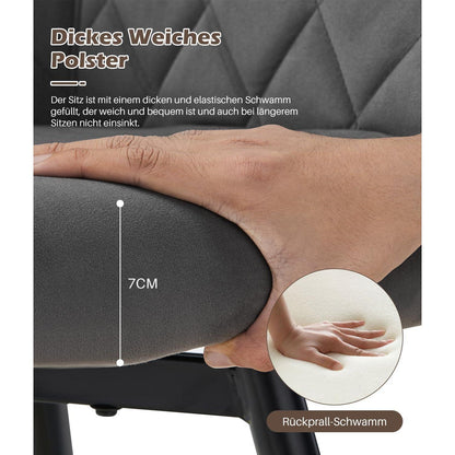 Drehbare Esszimmerstühle Set 4 – Samt, Grau
