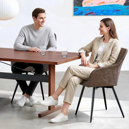 Drehbare Esszimmerstühle 2er Set Braun in Lederoptik