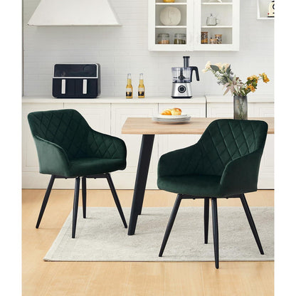 Drehbare Esszimmerstühle Set 2 – Samt, Grün