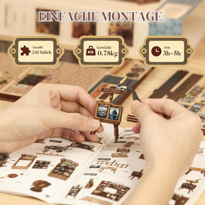 Holz Book Nook Bausatz – Miniatur Buchhandlung Deko