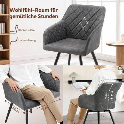 Drehbare Esszimmerstühle Set 4x, Grau in Lederoptik