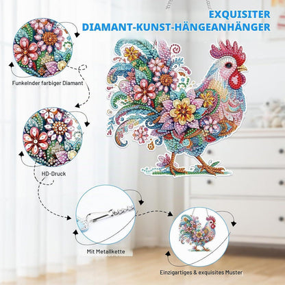 Diamant Painting Anhänger Huhn – Bastelset für Kinder & Erwachsene