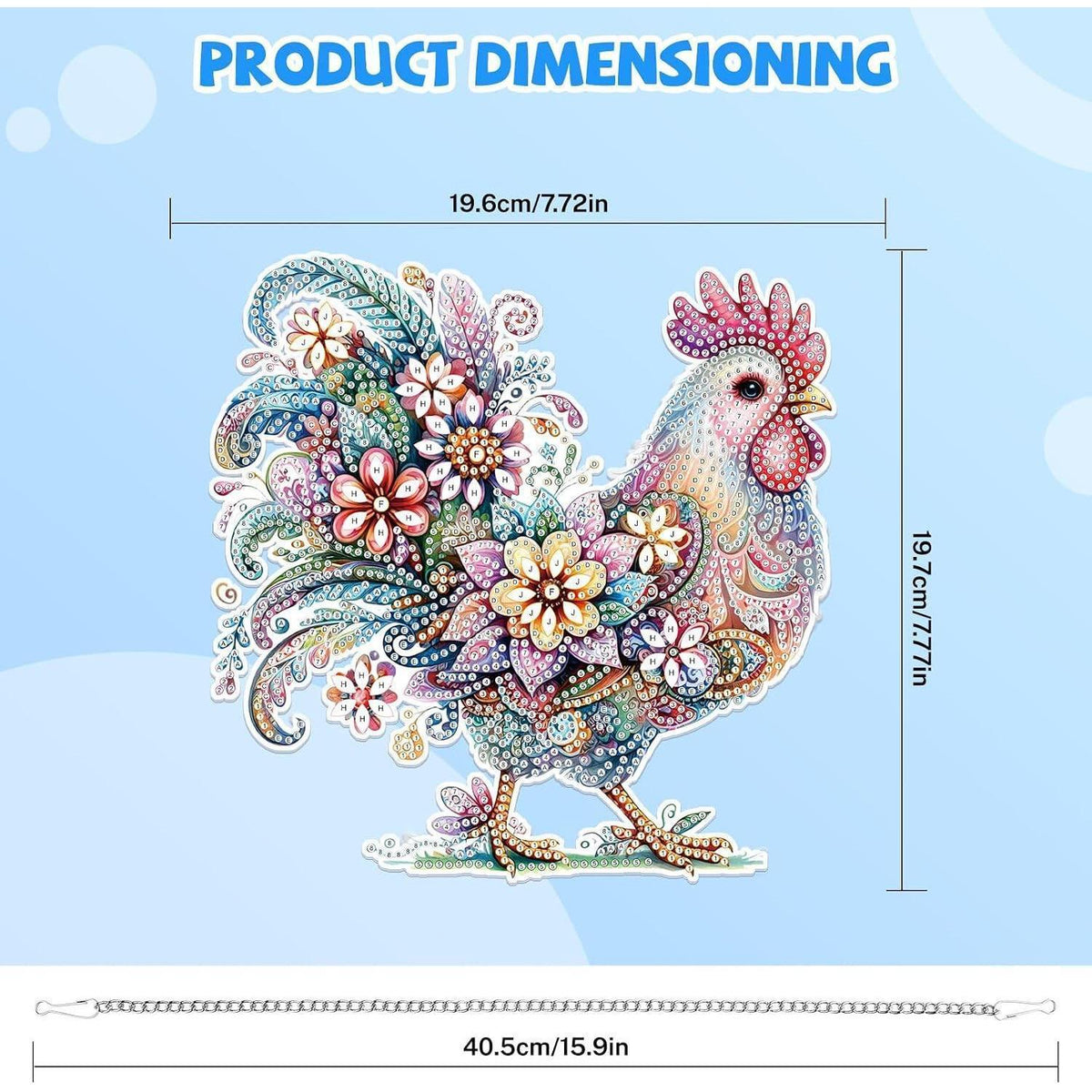 Diamant Painting Anhänger Huhn – Bastelset für Kinder & Erwachsene